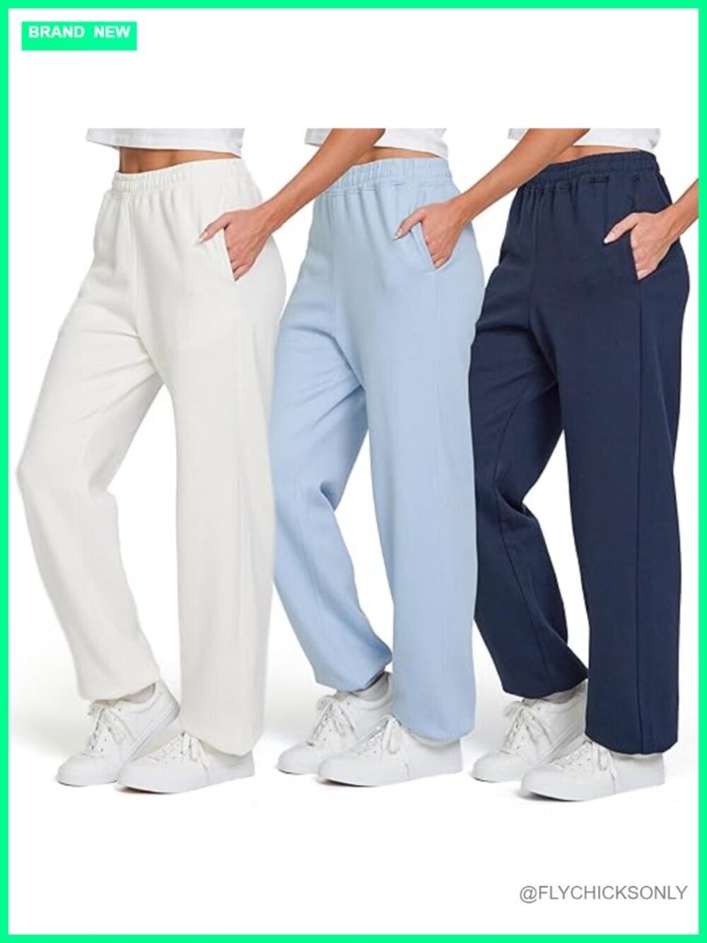 Wide Leg Joggers 3 Pack with Pockets Sweatpants for Women Ultra Soft Fleece - Picture 1 of 7